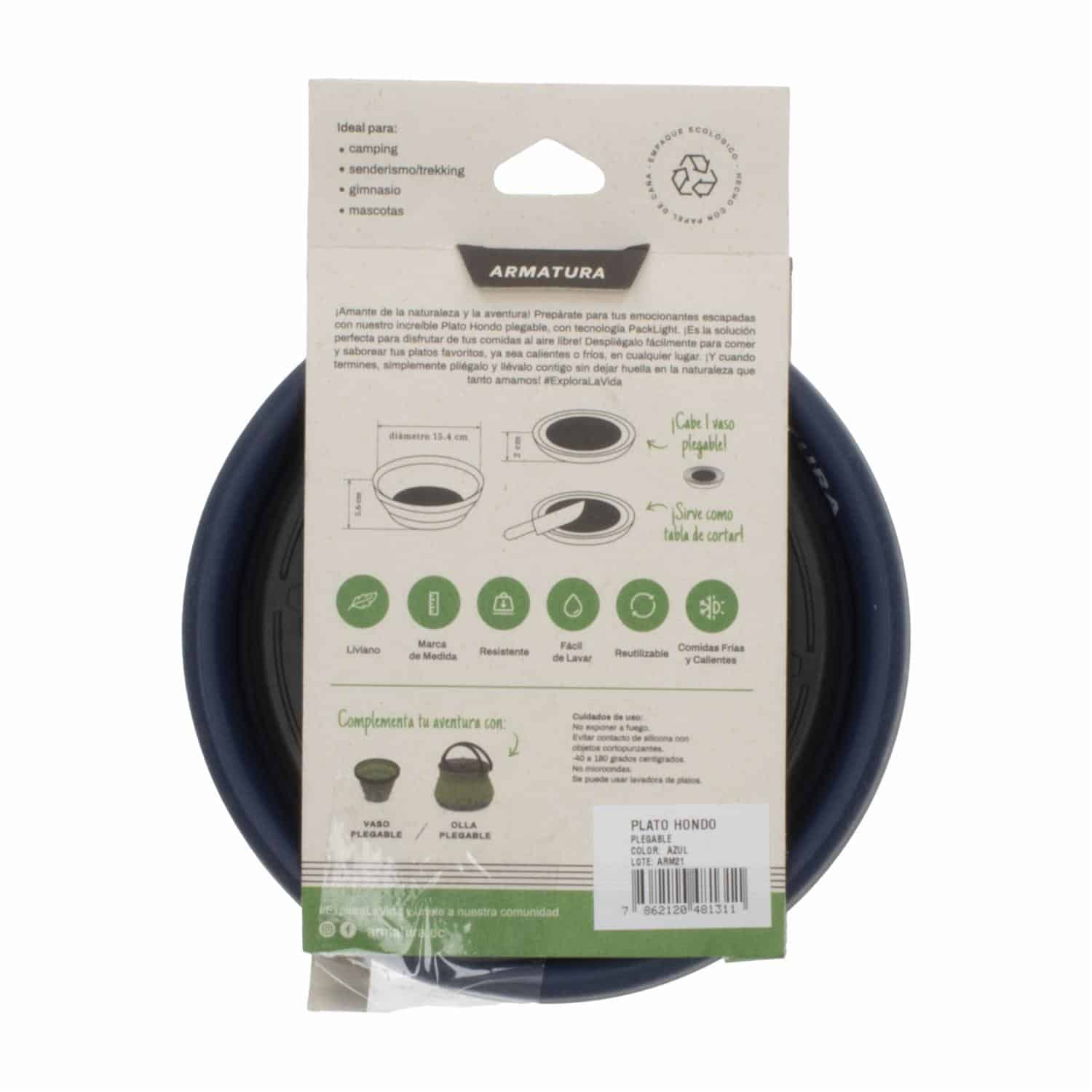 Plato Hondo Plegable Para Camping ARMATURA 620 Ml - Imagen 4