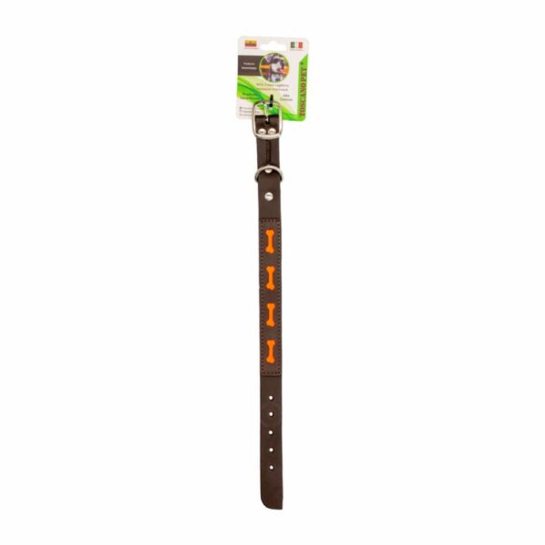 Collar Para Mascota De Cuero Hueso Orange Extra Small TOSCANO PET 35Cm