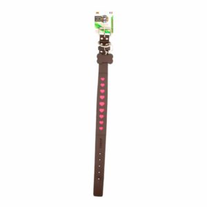 Collar Para Mascota De Cuero Corazón Fucsia Extra Small TOSCANO 35 Cm