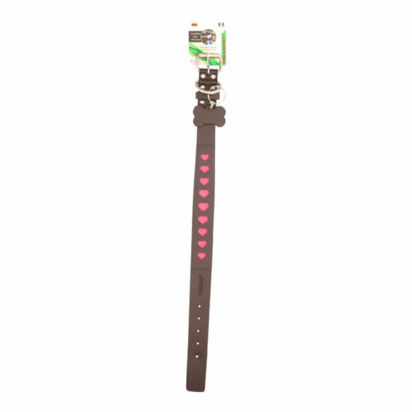 Collar Para Mascota De Cuero Corazón Fucsia Medium TOSCANO 50Cm