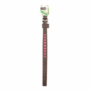 Collar Para Mascota De Cuero Corazón Fucsia Large TOSCANO 65Cm