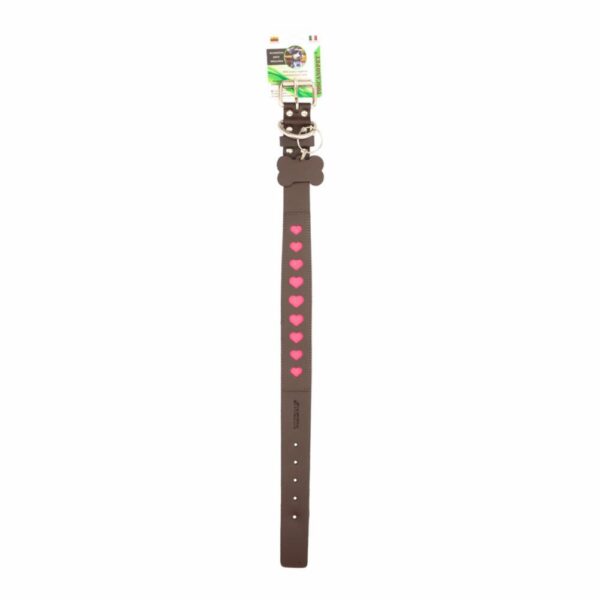 Collar Para Mascota De Cuero Corazón Fucsia Large TOSCANO 65Cm