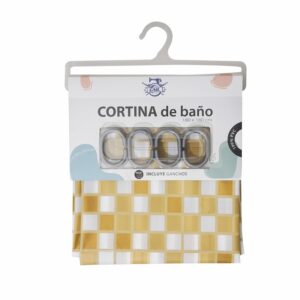 Cortina De Baño Estampada Cuadros Dorados GMC 180 X 180 Cm