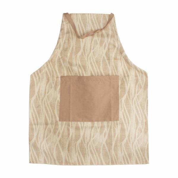 Delantal Para Cocina Diseño Ondas Habano Con Bolsillo Frontal