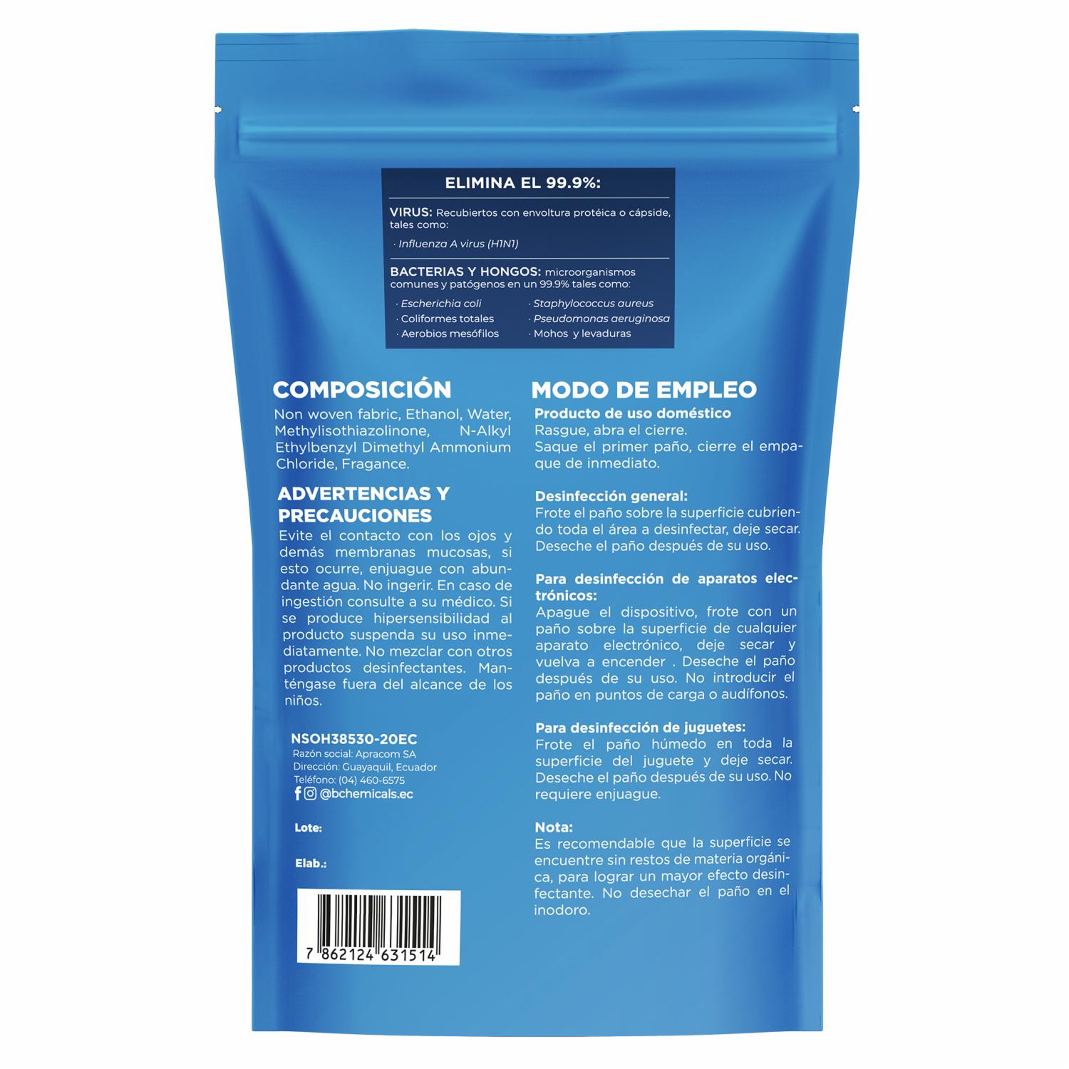 Paños Desinfectantes Para Superficies Pets Elimina Manchas Y Olores BYE VIRUS X 40 Uds - Imagen 2