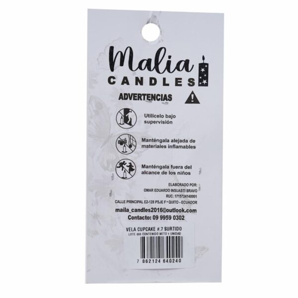 Vela Cupcake 7 Surtido MALIA CANDLES 12 X 7 Cm - Imagen 2
