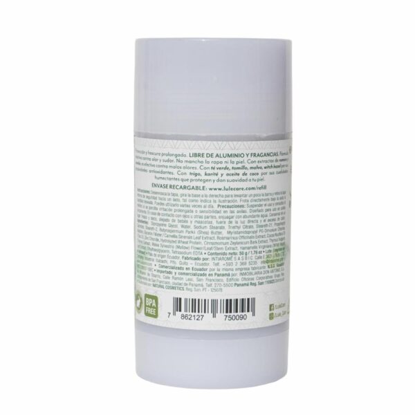 Desodorante En Barra Natural Sin Aluminio Simply Naked Fragance Free LULË CARË 50 G - Imagen 2