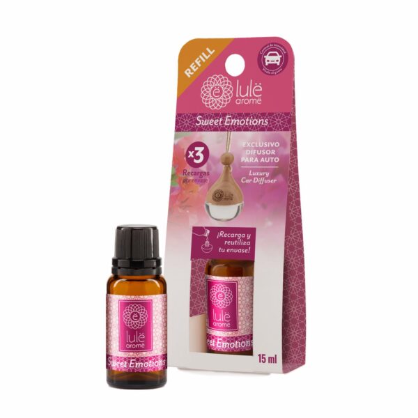 Difusor Ambiental Para Auto Recarga Fragancia Sweet Emotions LULË AROMË 15 Ml - Imagen 2