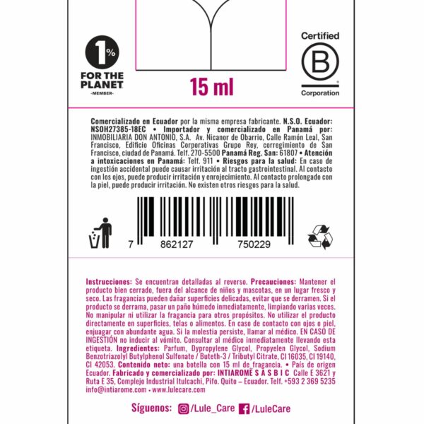 Difusor Ambiental Para Auto Recarga Fragancia Sweet Emotions LULË AROMË 15 Ml - Imagen 3
