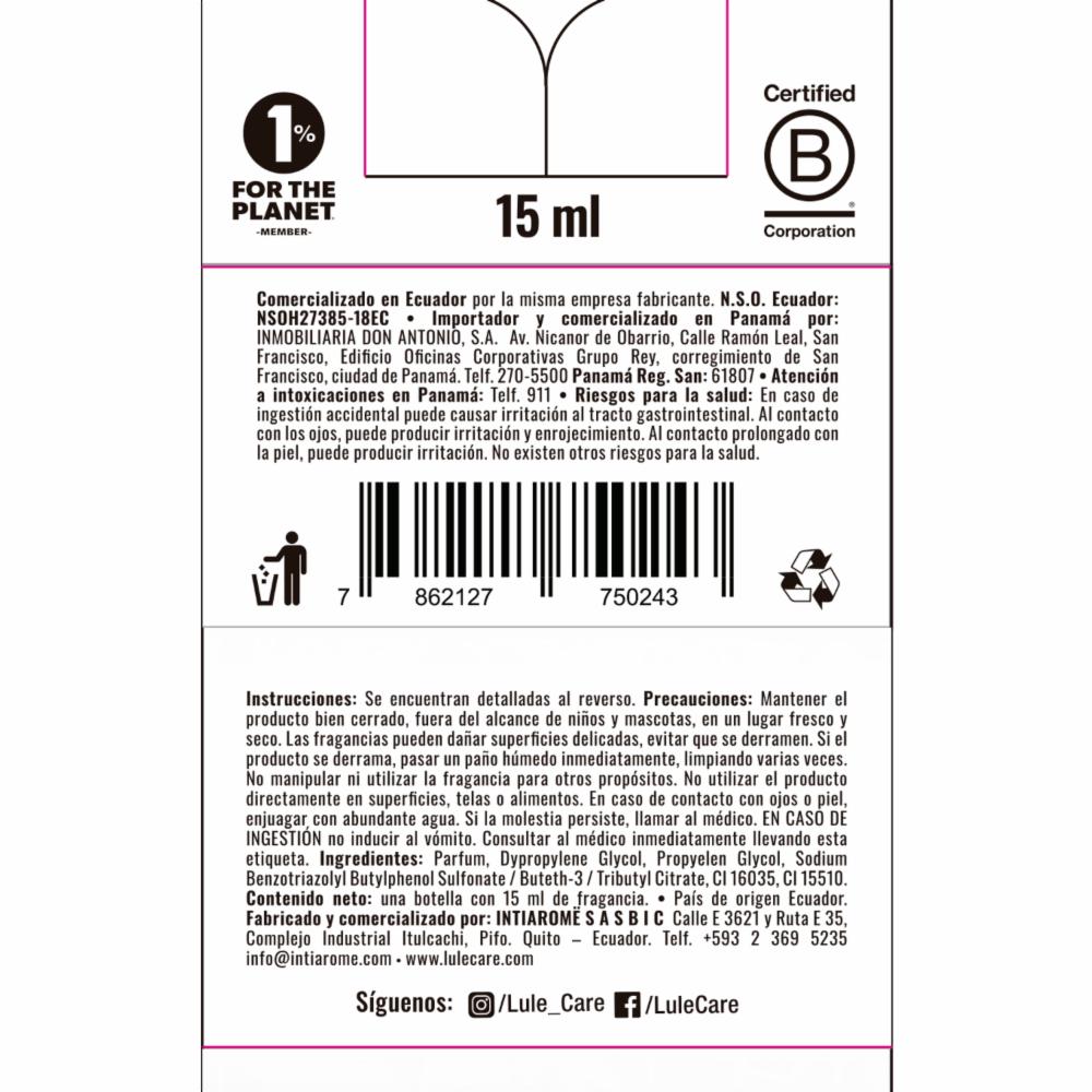 Difusor Ambiental Para Auto Recarga Fragancia Euphoria LULË AROMË 15 Ml - Imagen 3