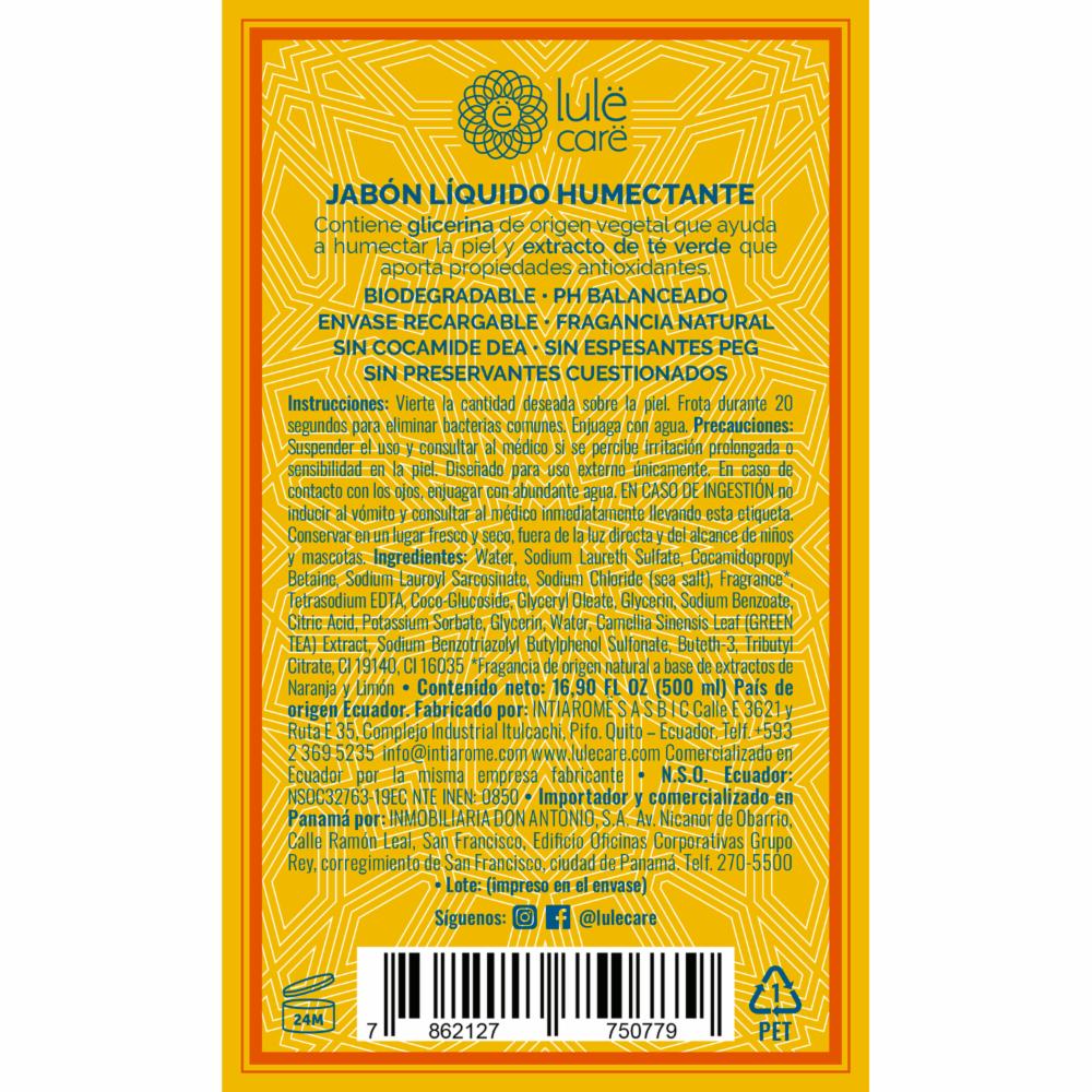 Jabón Líquido Humectante Fragancia Balance LULË 500 Ml - Imagen 3