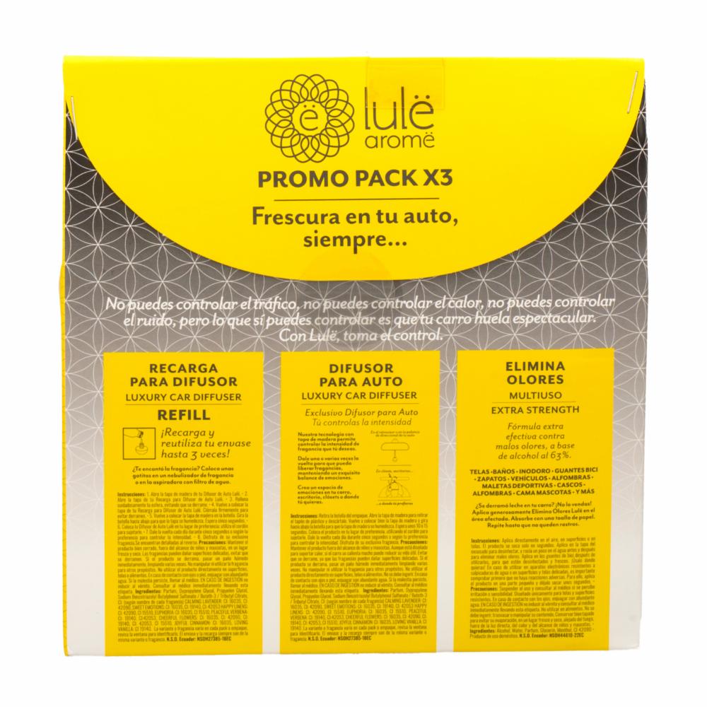 Ambiental Para Auto Difusor Auto X3 Elim.Olor+Dif+Ref LULË AROMË Unidad - Imagen 2