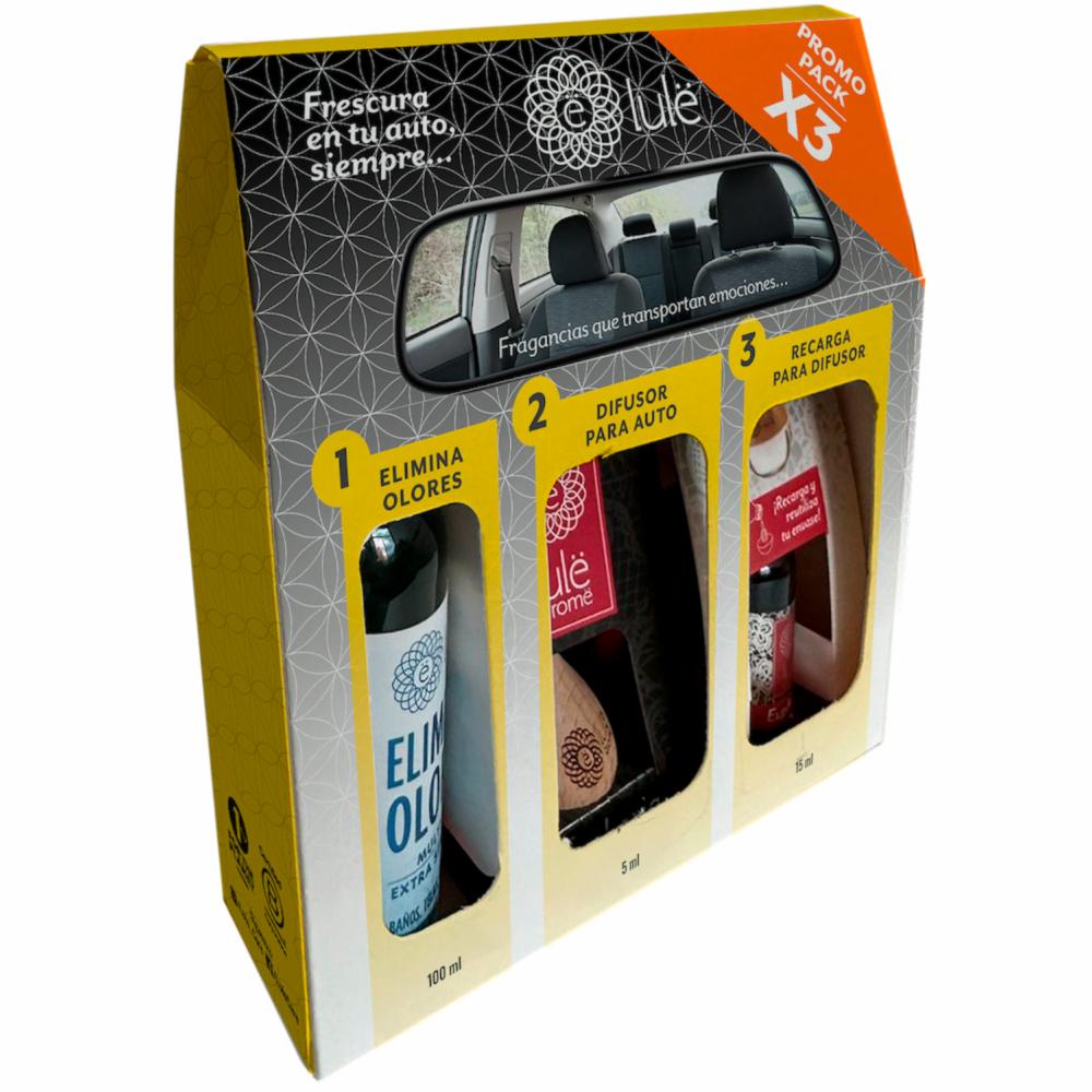 Ambiental Para Auto Difusor Auto X3 Elim.Olor+Dif+Ref LULË AROMË Unidad - Imagen 3
