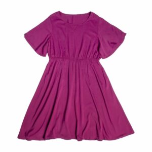 Vestido Cuello Redondo Manga Corta Cintura Elástica GLITZ