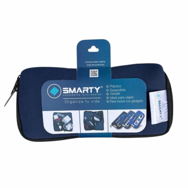 Estuche Organizador De Cables Gadgets Azul Marino SMART 11 X 22 Cm