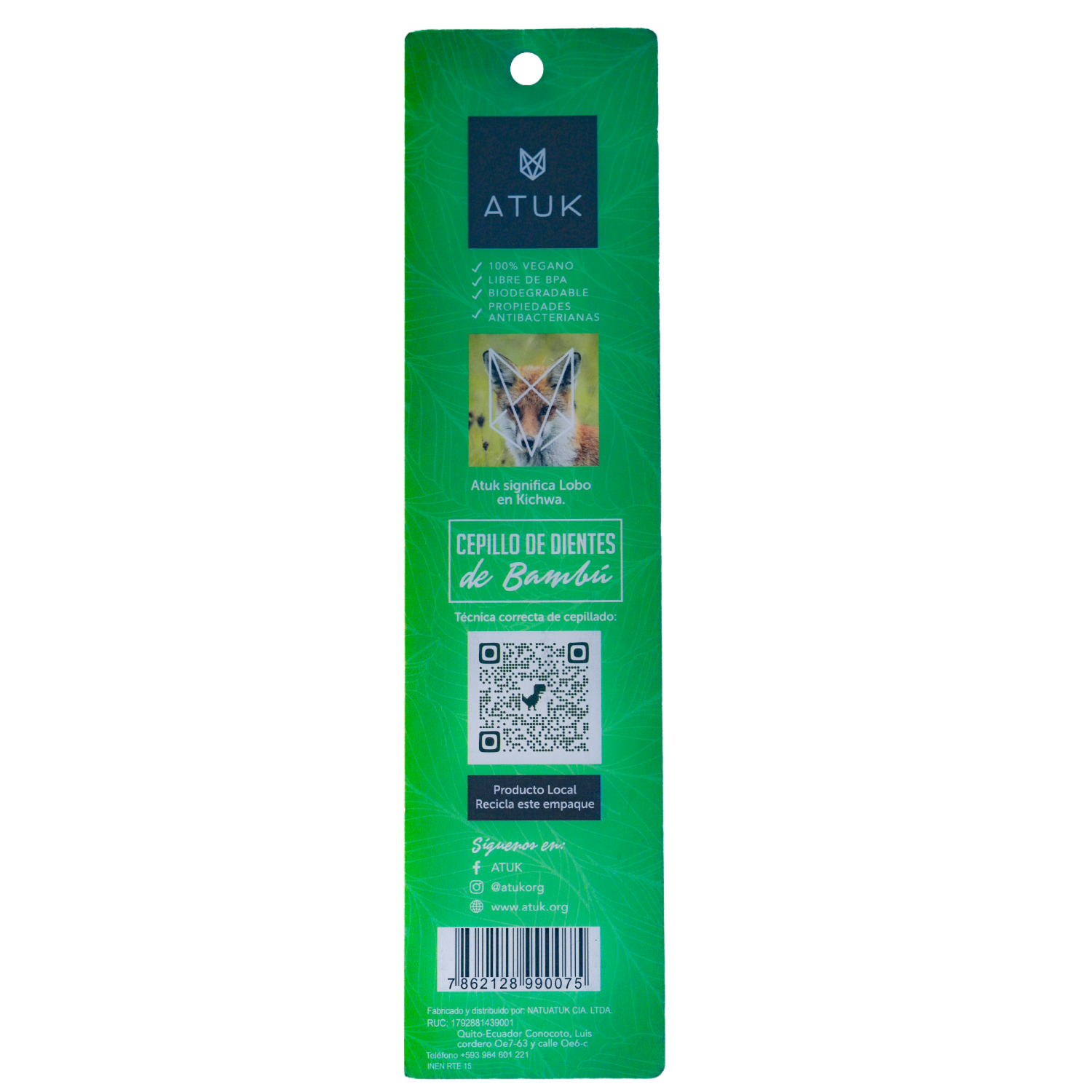 Cepillo Dental De Bambú Con Cerdas De Carbón ATUK 1 U