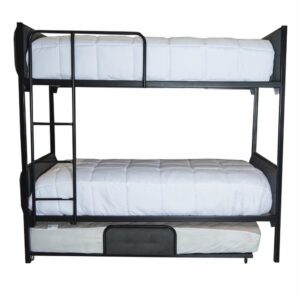 Litera Multifunción De Metal Negro Y Tela Gris MUEBLES GALLARDO 190 X 106 X 208 Cm