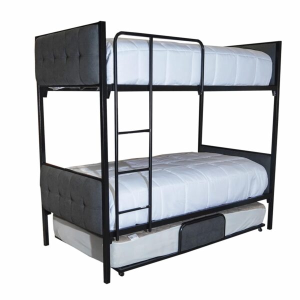 Litera Multifunción De Metal Negro Y Tela Gris MUEBLES GALLARDO 190 X 106 X 208 Cm - Imagen 2