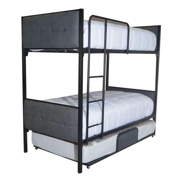 Litera Multifunción De Metal Negro Y Tela Gris MUEBLES GALLARDO 190 X 106 X 208 Cm - Imagen 7