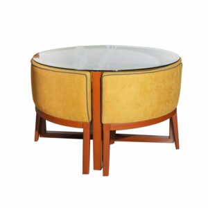 Juego De Comedor Elelgant Mostaza MUEBLES GALLARDO 4 Puetos