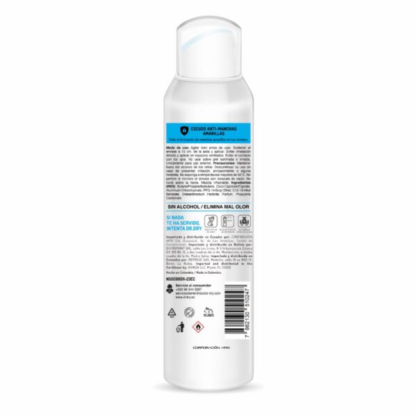 Desodorante En Aerosol Escudo Anti Manchas Amarillas DR. DRY 150 Ml - Imagen 2