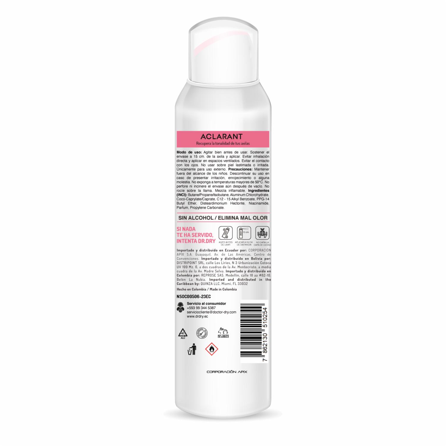 Desodorante En Aerosol Aclarante Para Mujer DR.DRY 150 Ml - Imagen 2