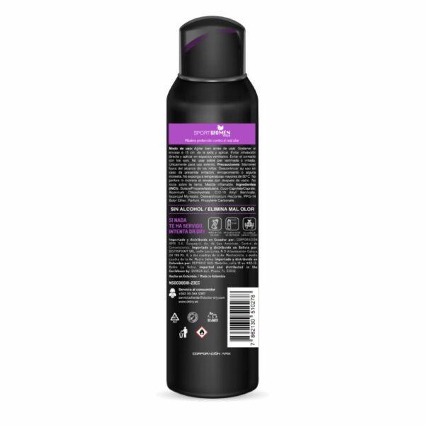 Desodorante En Aerosol Sport Women DR. DRY 150 Ml - Imagen 2