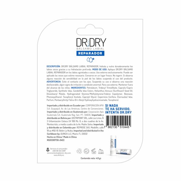 Bálsamo Labial Reparador Hidratante DR. DRY 4.80 G - Imagen 2