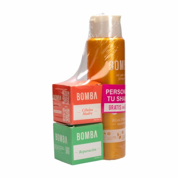 Pack Para Cabello Bomba Mix Shampoo Rizos Definidos+Bomba Control Caída+Bomba Anti Friz GOLDERIE 370 Ml - Imagen 3