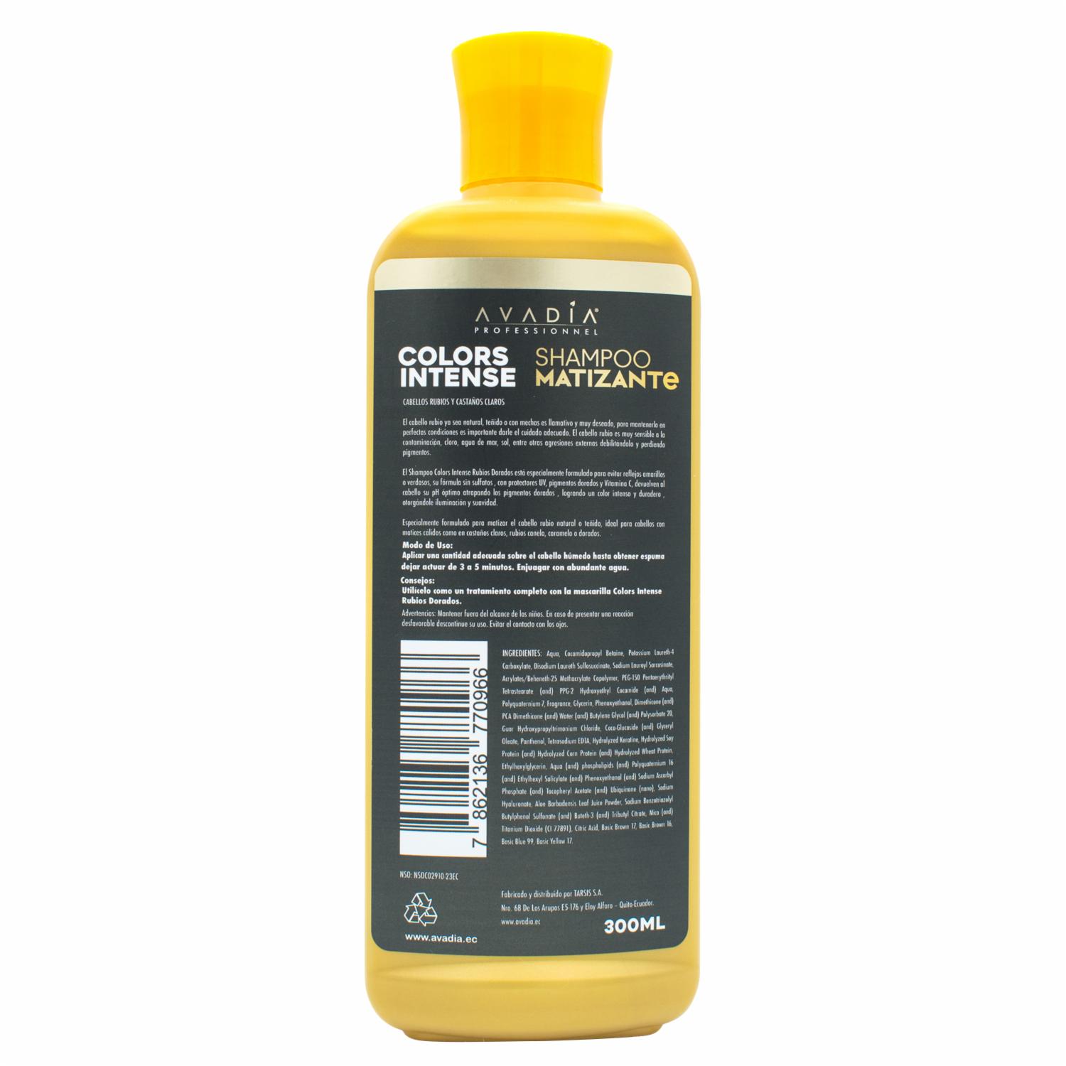Shampoo Para Cabello Color Intense Professionel Rubios Intensos AVADÍA 300 Ml - Imagen 2