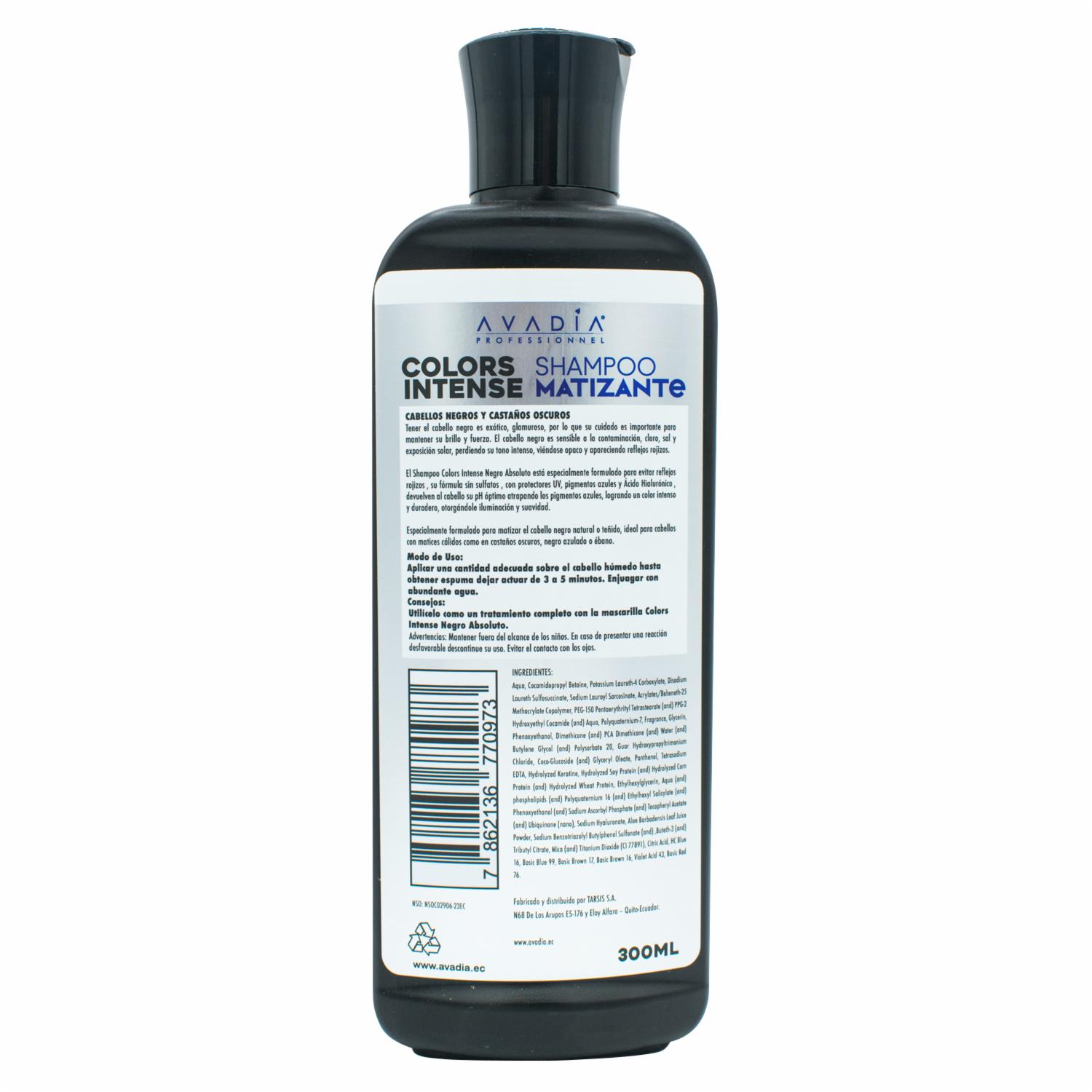 Shampoo De Cabello Color Intense Professionel Negro Absoluto AVADÍA 300 Ml