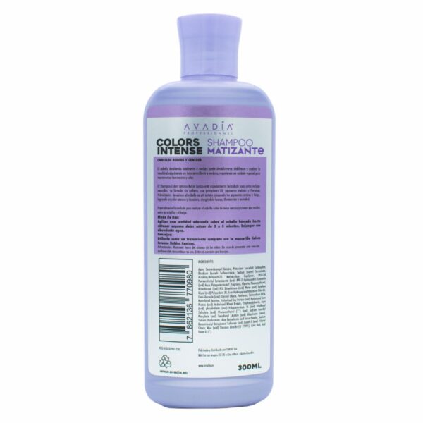 Shampoo Para Cabello Color Intense Professionel Rubios Cenizos AVADIA 300 Ml - Imagen 2
