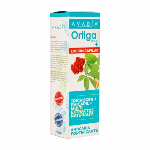 Loción Capilar Tónico Capilar Ortiga Plus Anticaída Fortificante Con Trichogen, Ortiga, Quinina Y Ginseng AVADIA 75 Ml - Imagen 4