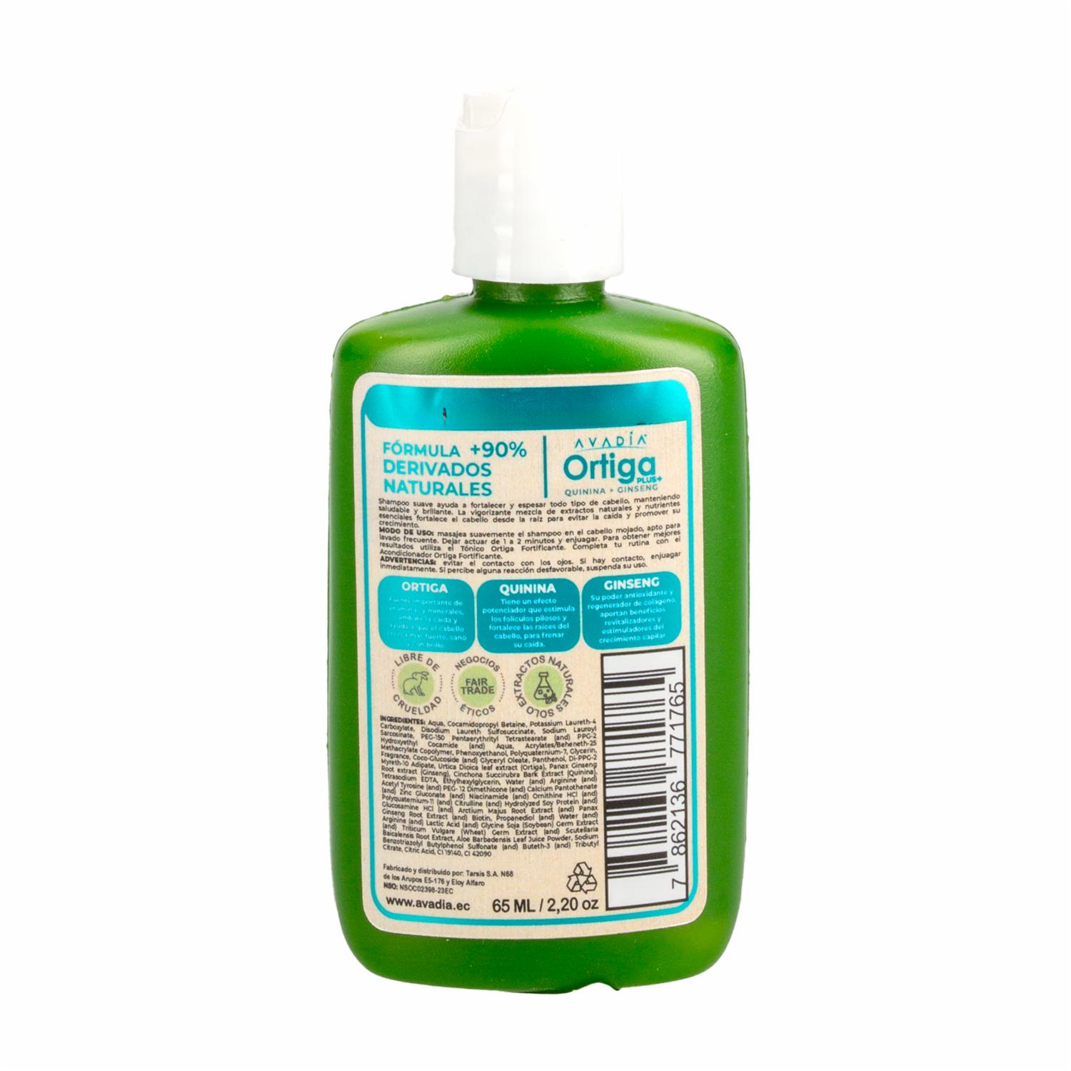 Shampoo De Cabello Ortiga Plus Fortificante AVADÍA 65 Ml