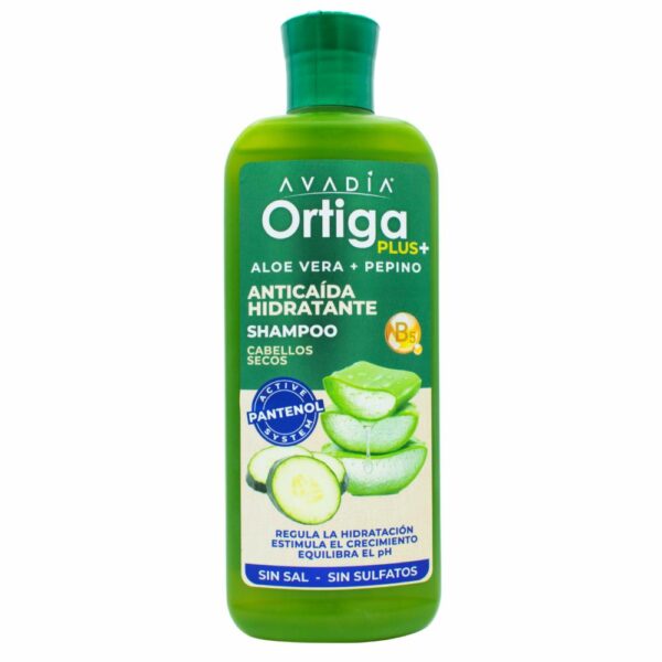 Shampoo Para Cabello Ortiga Plus Anticaída Hidratante Aloe Vera Y Pepino AVADIA 400 Ml