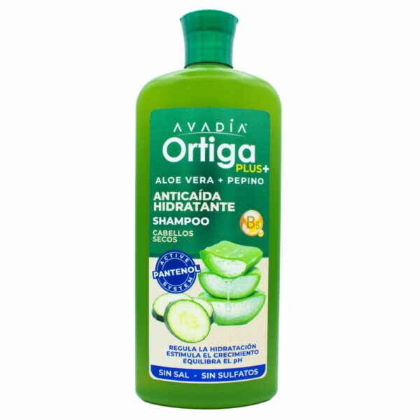Shampoo Para Cabello Ortiga Plus Anticaída Hidratante Aloe Vera Y Pepino AVADIA 800 Ml