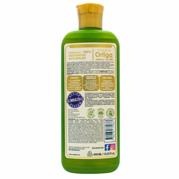 Shampoo Para Cabello Ortiga Plus Anticaída Caspa Centella Y Tea Tree AVADIA 400 Ml - Imagen 2