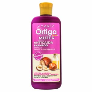 Shampoo Para Cabello Ortiga Plus Anticaída Mujer Leche De Almendras, Seda Y Keratina AVADIA 400 Ml