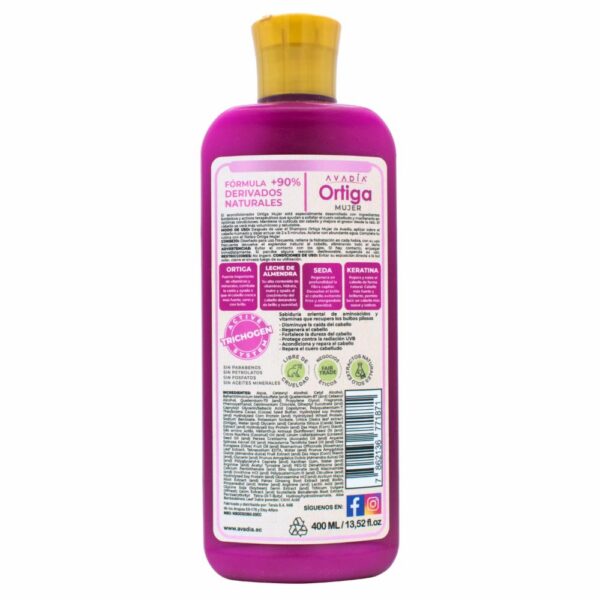 Acondicionador De Cabello Ortiga Plus Anticaída Mujer Leche De Almendras, Seda Y Keratina AVADIA 400 Ml - Imagen 2