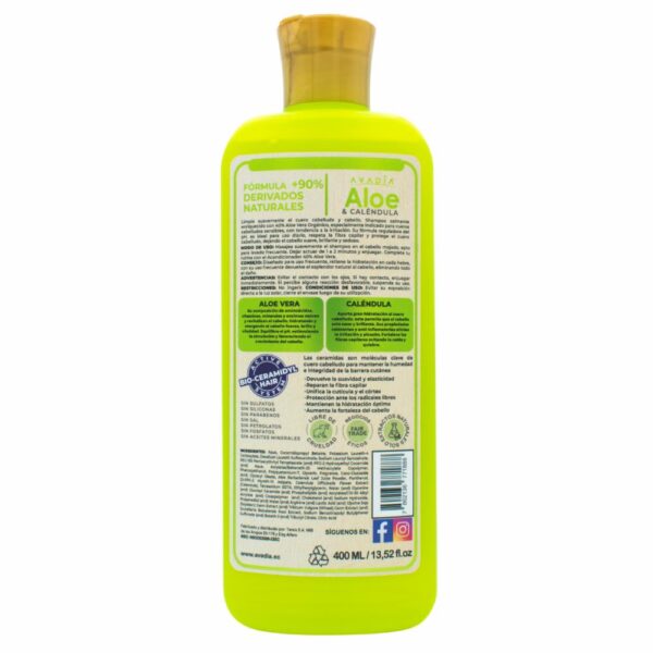 Shampoo Para Cabello Ortiga Plus Anticaída Biosensitive 40% Aloe Y Caléndula AVADIA 400 Ml - Imagen 2