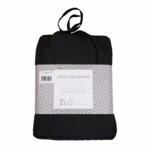 Juego De Sábanas Microfibra Negra ZIBA HOME 2 1/2 Plazas