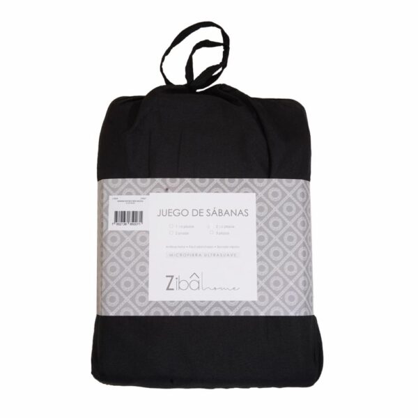 Juego De Sábanas Microfibra Negra ZIBA HOME 2 1/2 Plazas