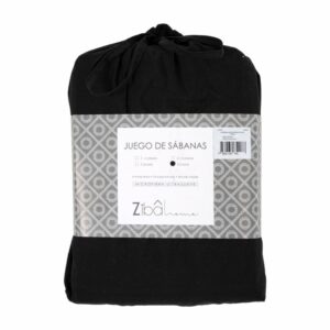Juego De Sábanas De Microfibra Negra ZIBA HOME 3 Plazas