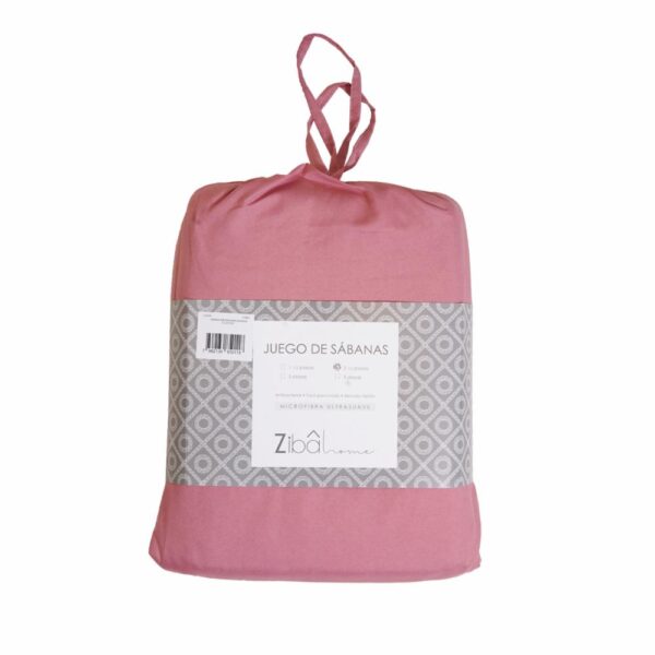 Juego De Sábanas De Microfibra Rosado ZIBA HOME 2 1/2 Plazas
