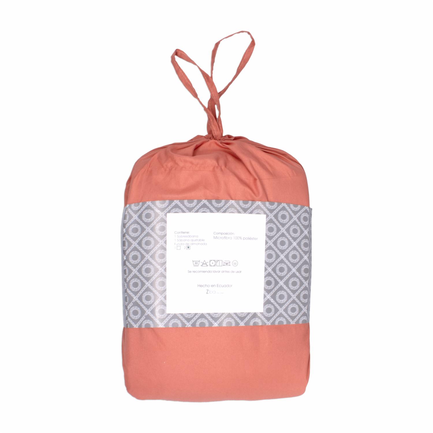 Sábana De Microfibra Terracota ZIBA HOME 3 Plazas - Imagen 2