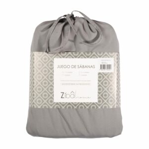 Sábana De Microfibra Gris ZIBA HOME 1 1/2 Plazas
