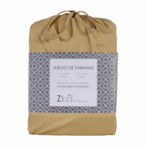 Juego De Sábanas Microfibra Mostaza ZIBA HOME 2 Plazas