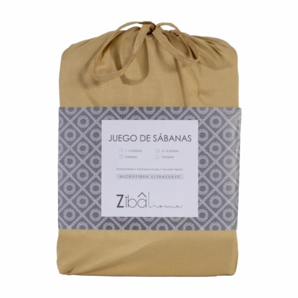 Juego De Sábanas Microfibra Mostaza ZIBA HOME 3 Plazas