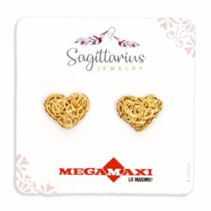Aretes Para Dama Diseño De Corazón Dorado SAGITTARIUS JEWERLY 1 Par