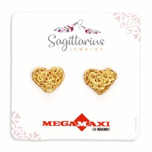 Aretes Para Dama Diseño De Corazón Dorado SAGITTARIUS JEWERLY 1 Par